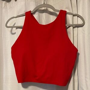 Athleta Bold Red Sports Bra with removable pads size large racerback